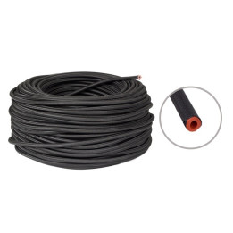 Wąż silikonowy 5x10mm czerwony w oplocie bawełnianym, kolor czarny