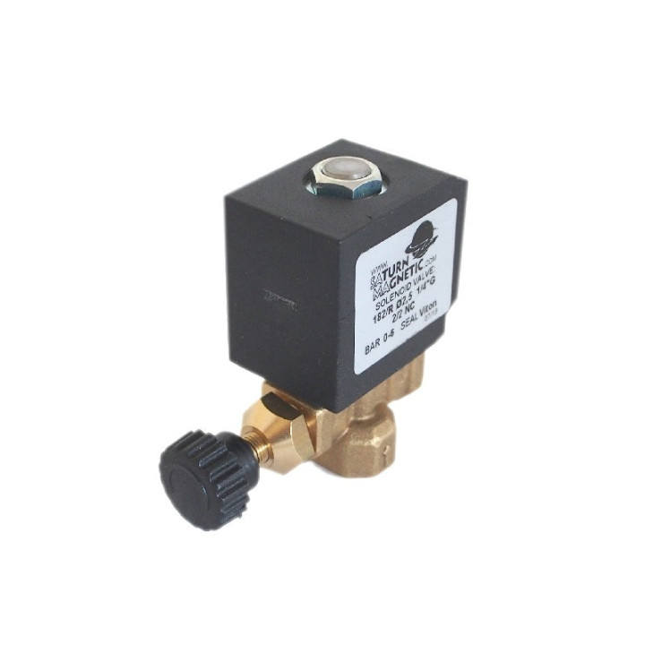 Elektrozawór kątowy SV 182 2/2 G1/4" DN2.5 230V/50Hz,Viton, z regulacją przepływu,NZ do wytwornic pary 