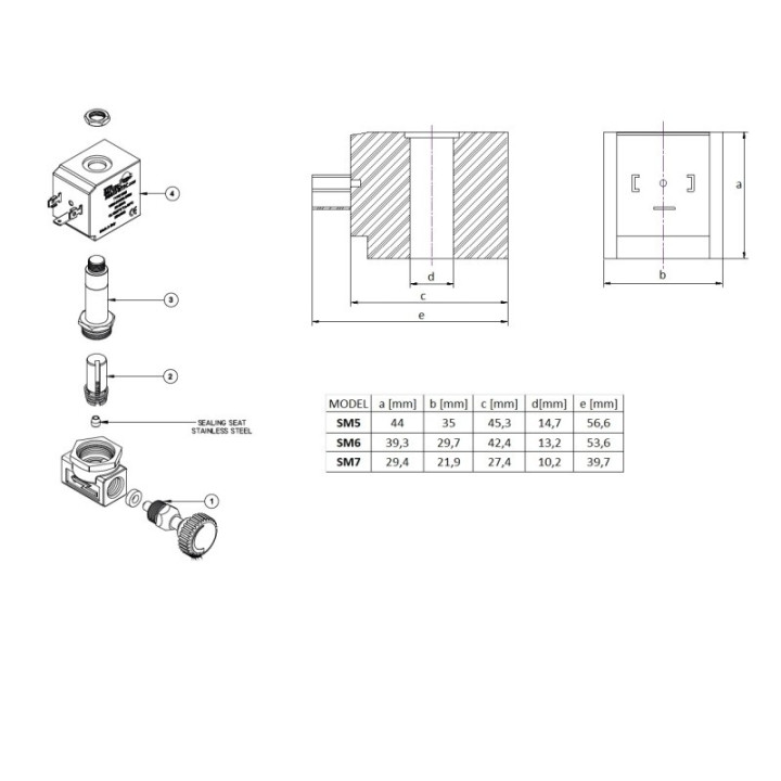 Elektrozawór kątowy SV 182 2/2 G1/4" DN2.5 230V/50Hz,Viton, z regulacją przepływu,NZ do wytwornic pary 
