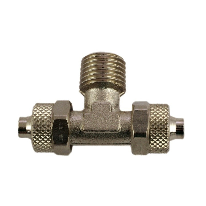 Złączka zaciskowa trójnik do pneumatyki 1/4"z x 6mm
