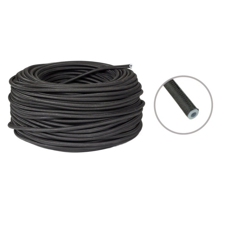 Wąż silikonowy 9x13mm w oplocie bawełnianym, kolor czarny